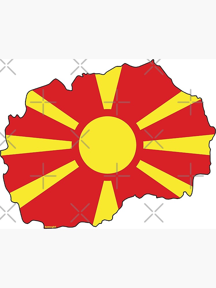 North Macedonia Map With Macedonian Flag Greeting Card By Havocgirl Redbubble