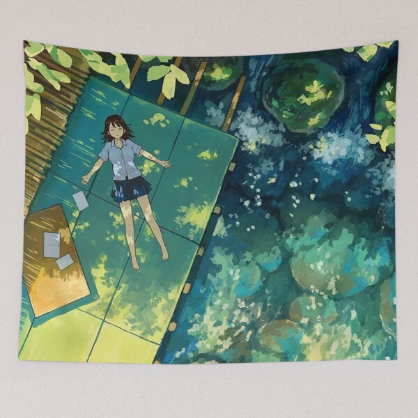 Item preview, Girl napping by pool of water in the shade of the sun to take a break from her homework  designed and sold by MindChirp.