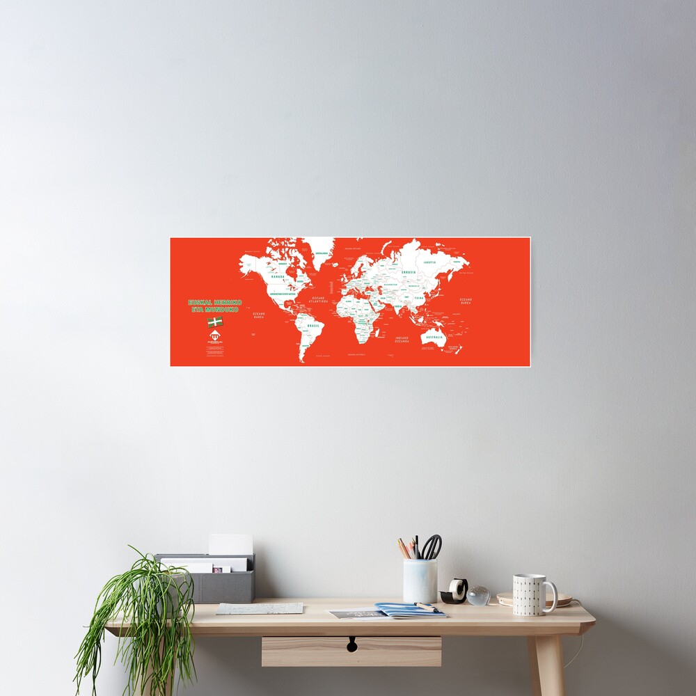 Poster « Carte du monde design en format long en basque»