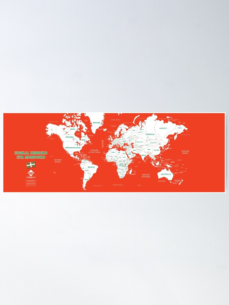 Poster 'Carte du monde design en format long en basque' : autre vue