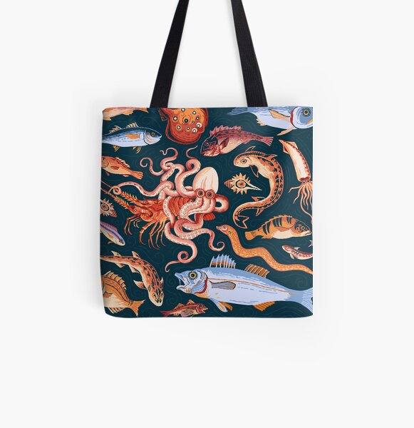 Roman Marine mosaic All Over Print Tote Bag