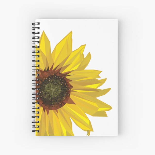 Yellow Sunflower Geometric Flower Design Spiral Notebook