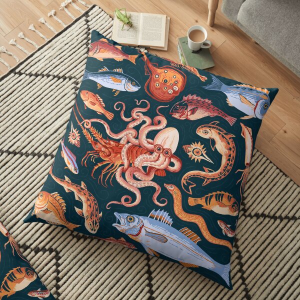 Mosaïque marine de Pompéi Coussin de sol