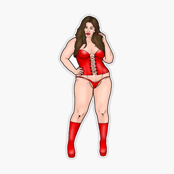 big-breasted, kneeling pin-up in a red bikini Sticker by PinUpsandPulp