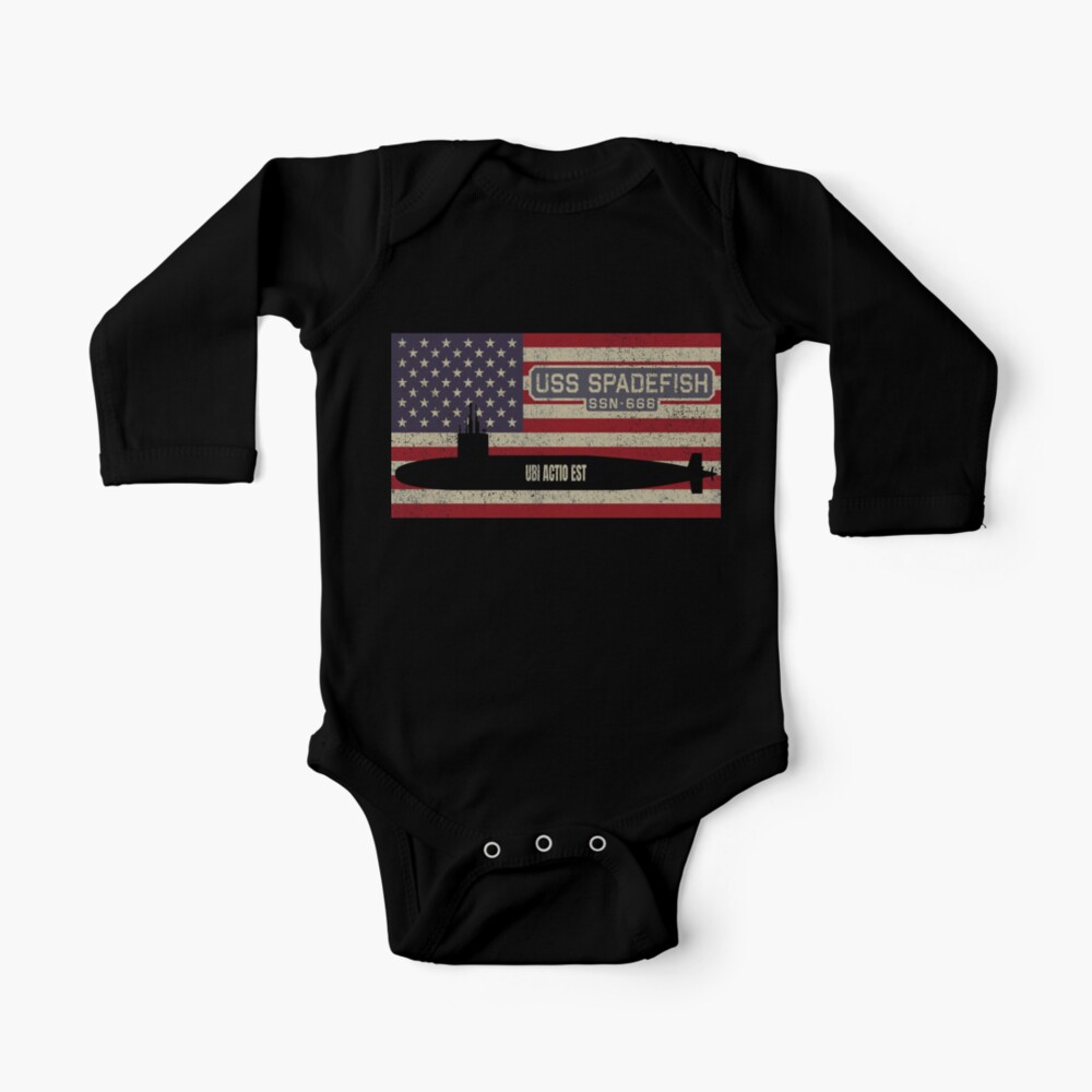 Uss Spadefish Ssn 668 Sturgeon Class Nuclear Attack Submarine Vintage American Flag Gift Baby One Piece By Battlefield Redbubble