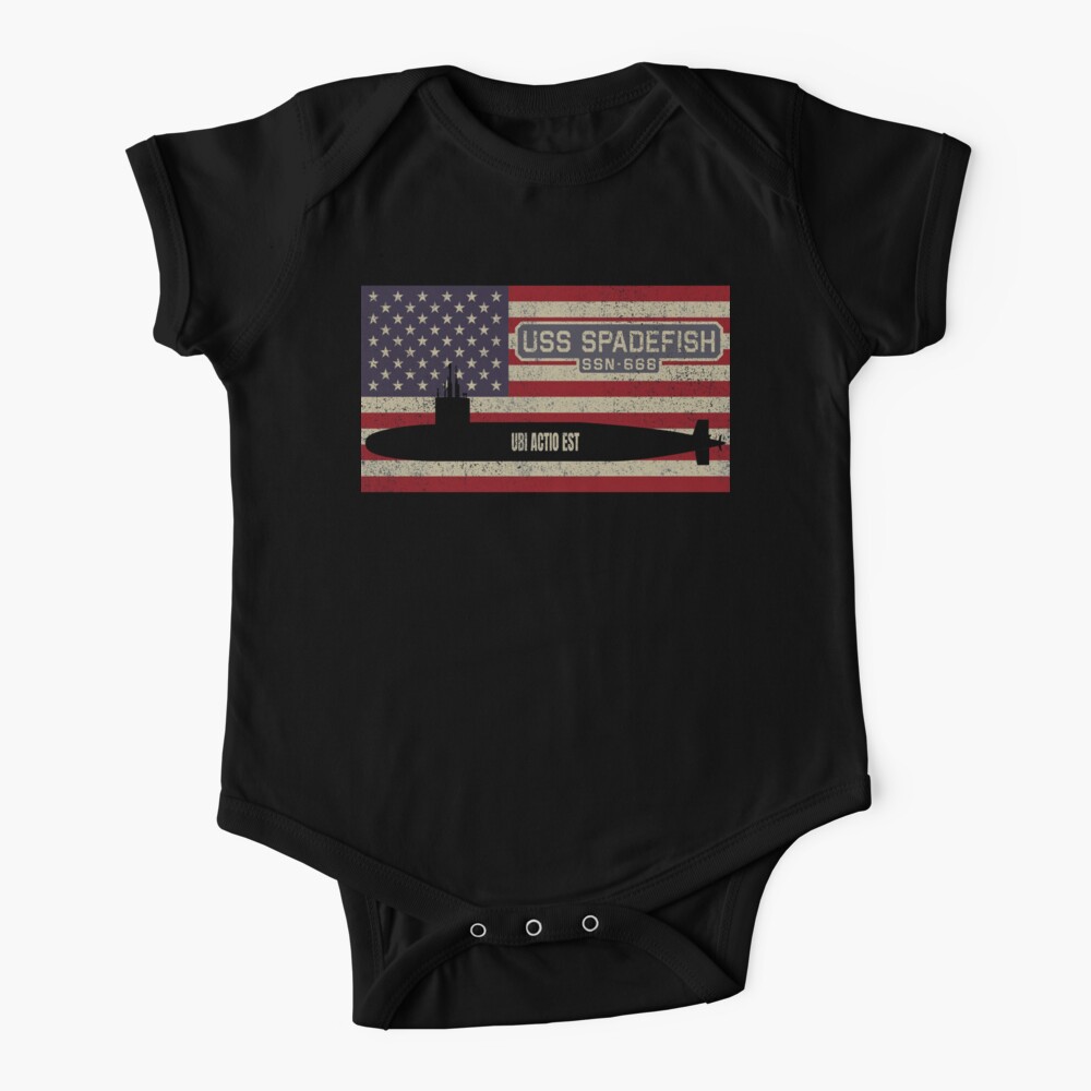 Uss Spadefish Ssn 668 Sturgeon Class Nuclear Attack Submarine Vintage American Flag Gift Baby One Piece By Battlefield Redbubble