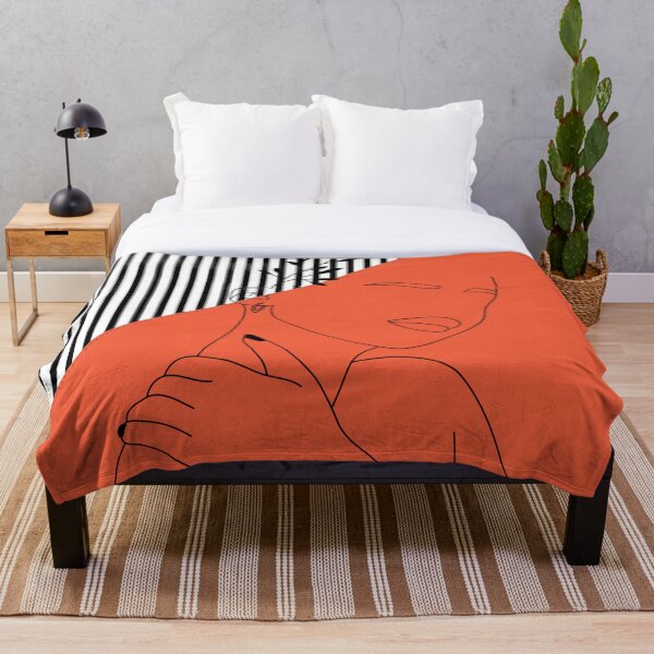 Oriental Abstract Lined Artwork Throw Blanket