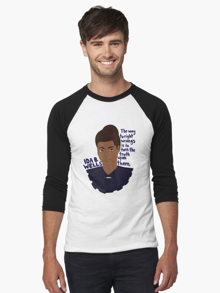 Imagen 1 de 3, Camiseta ¾ estilo béisbol con la obra Ida B. Wells - La manera de corregir los errores es aplicarles la verdad, diseñada y vendida por paumolaco.