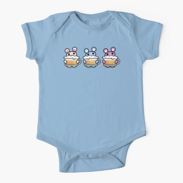Three Chibis (Beer) Short Sleeve Baby One-Piece