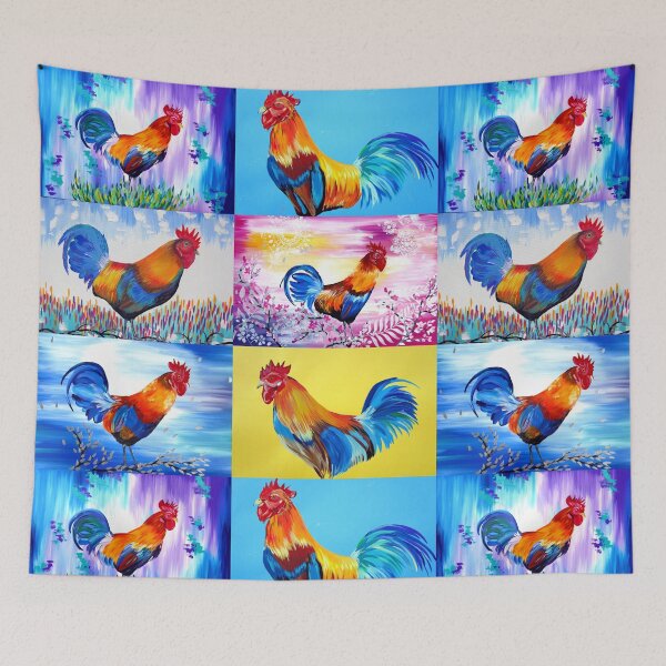 Item preview, happy chickens with abstract colours designed and sold by CateJacobs.