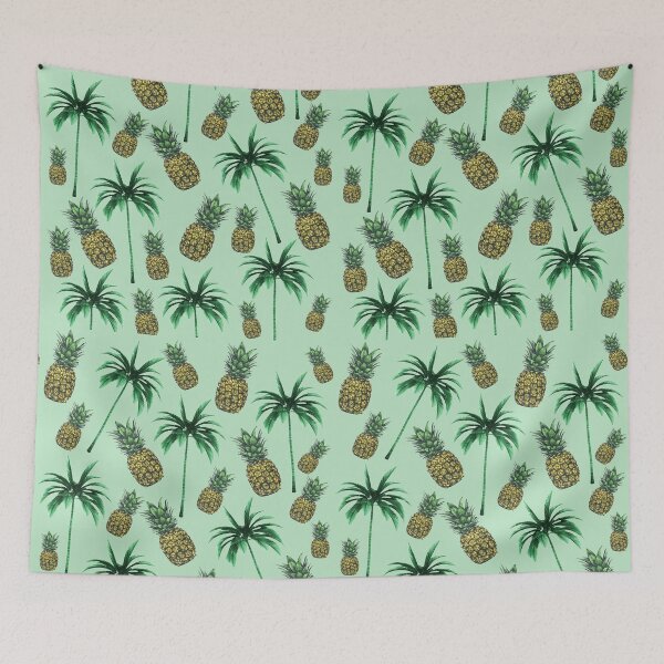 Item preview, Pineapples and Palm trees - A Tropical Print designed and sold by Flower Magic .