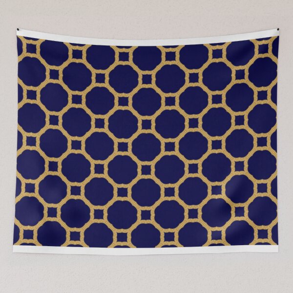 Artikelvorschau, Blaues und goldenes Wabenmuster entworfen und verkauft von Poetic Patterns Studio.