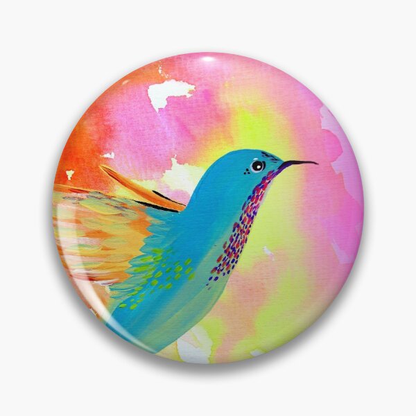 Item preview, Hummingbird with bright watercolour patterns designed and sold by CatherineJacobs.