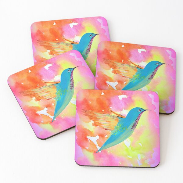 Item preview, Hummingbird with bright watercolour patterns designed and sold by CatherineJacobs.