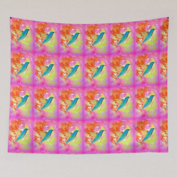 Item preview, Hummingbird with bright watercolour patterns designed and sold by CatherineJacobs.