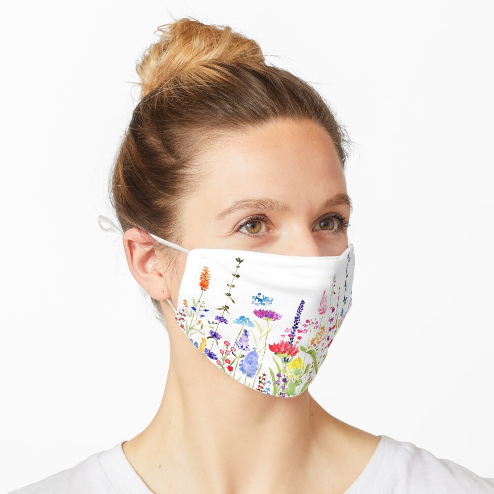 colorful wild flower field Mask