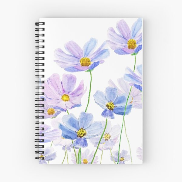Item preview, hand painted purple and blue cosmos flower watercolor designed and sold by SelenePaintings .