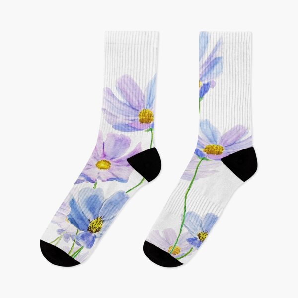 Item preview, hand painted purple and blue cosmos flower watercolor designed and sold by ColorandColor.