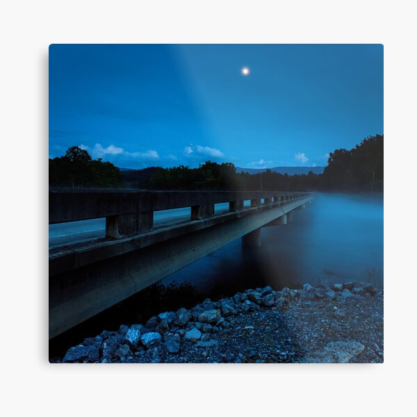 Bridge and Moon Metal Print
