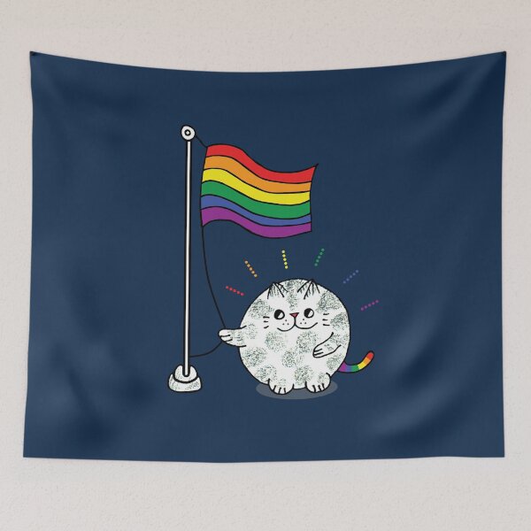 Item preview, Raise the pride flag lgbtq cat designed and sold by bittergodart.