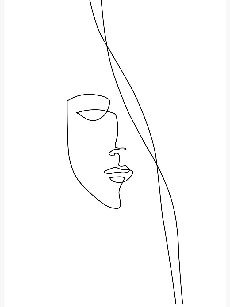 Half Face One Line Art Art Board Print By Theredfinch Redbubble