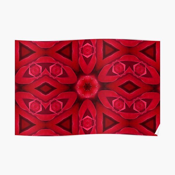 Kaleidoscope Red Red Rose Poster