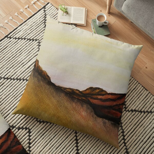 Berge und Wüste / Aquarell Bodenkissen