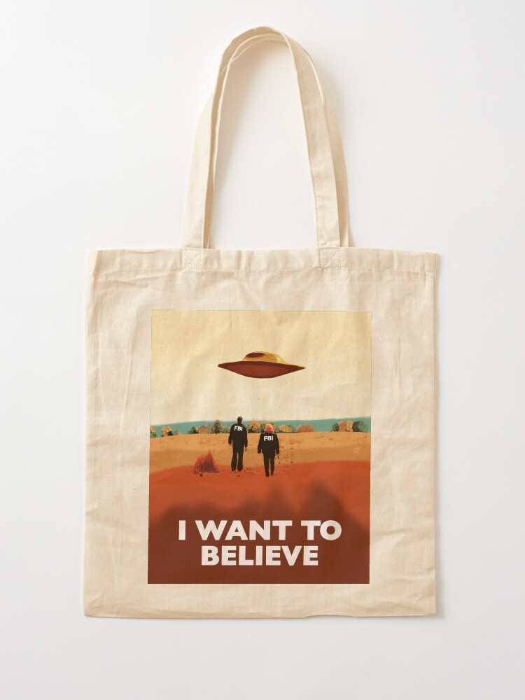 Alternate view of The X Files I want to believe FBI poster Tote Bag