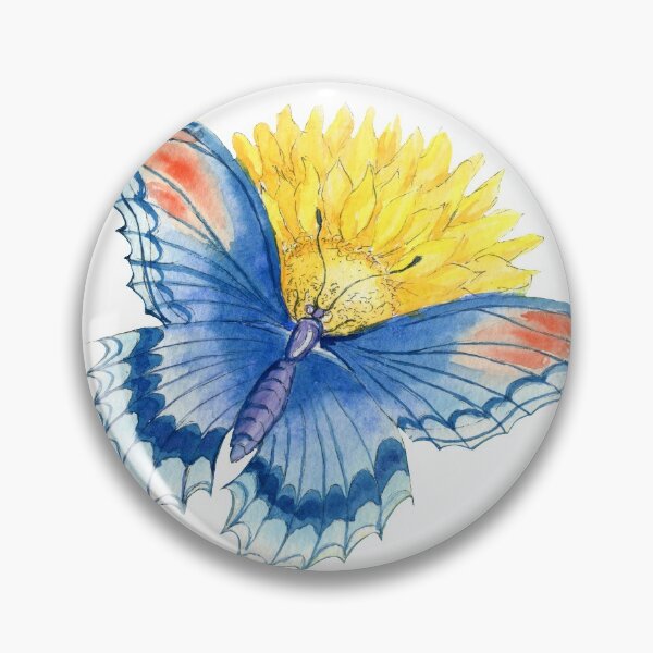 Artikelvorschau, Aquarell süßer blauer Schmetterling auf der gelben Blume entworfen und verkauft von NataBold.