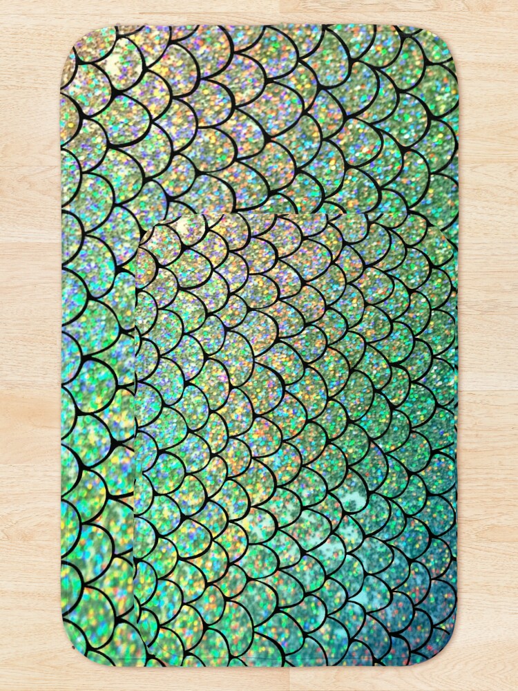 Alternate view of Colorful Glitter Mermaid Scales Bath Mat