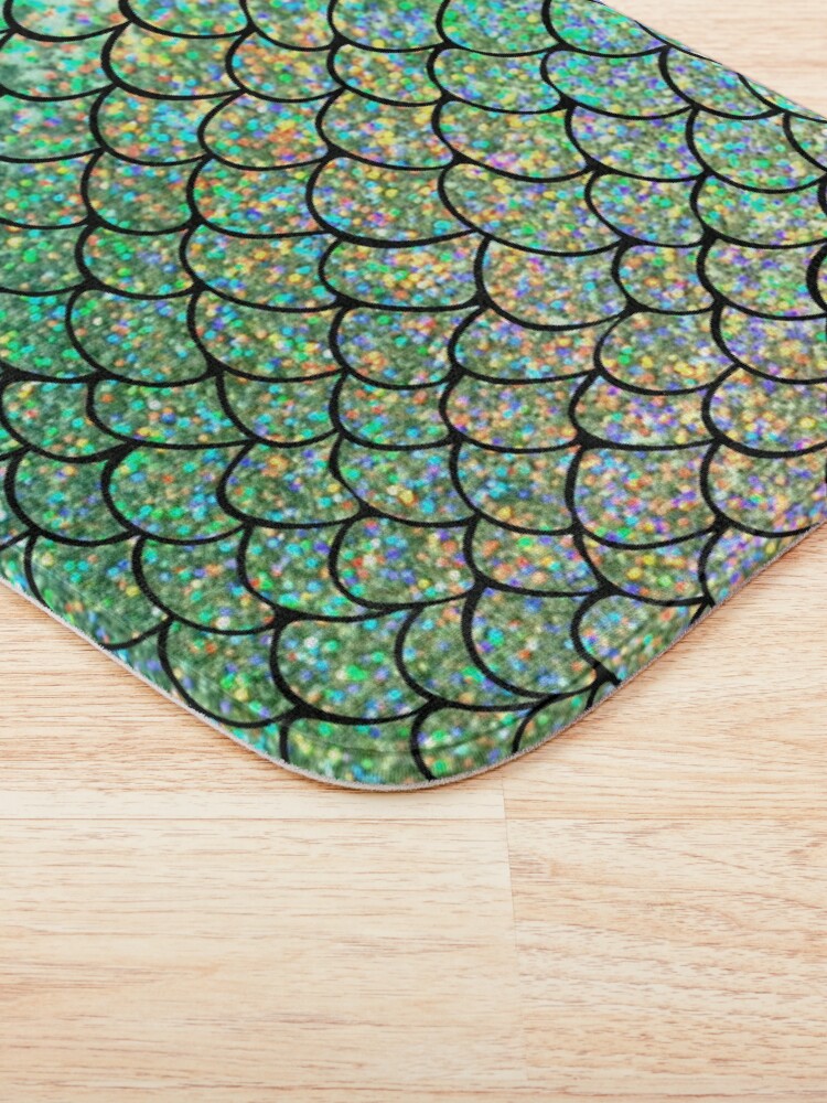 Alternate view of Colorful Glitter Mermaid Scales Bath Mat
