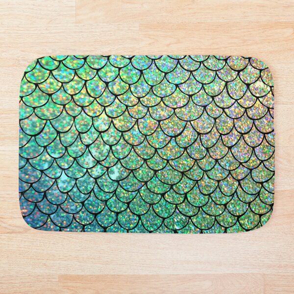 Colorful Glitter Mermaid Scales Bath Mat