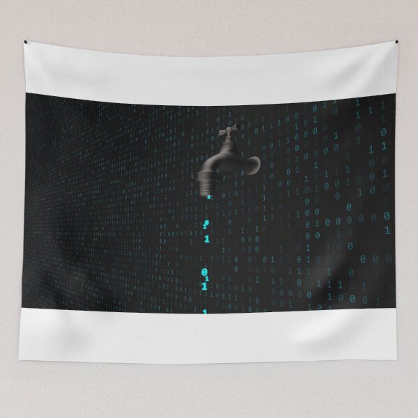 Item preview, Data Leak Concept with Software Binary Code Flowing from Faucet Tap designed and sold by IncrediVFX.