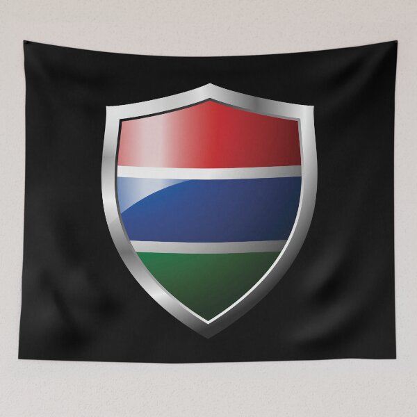 Item preview, Strong Gambia Flag Shield Country designed and sold by HelloFromAja.