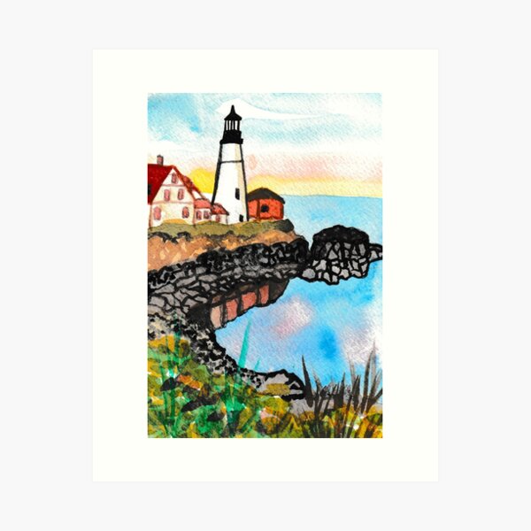 Item preview, Watercolor Lighthouse Painting designed and sold by Niina  Niskanen.