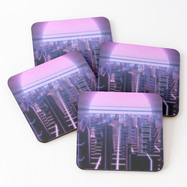 Item preview, Fly Over Neon City Outrun Synthwave Buildings with 80s Retro Sun designed and sold by IncrediVFX.