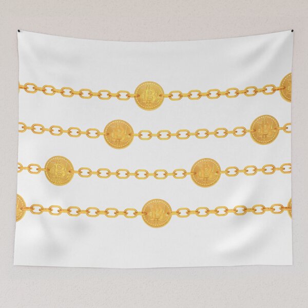 Item preview, Golden Bitcoin Blockchain Transaction Chains Moving Left and Right designed and sold by IncrediVFX.