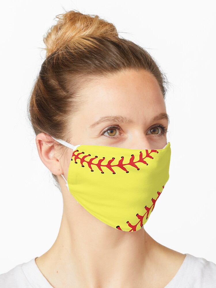 Download Yellow Softball Sports Face Mask Mask By Theshirtinator Redbubble PSD Mockup Templates