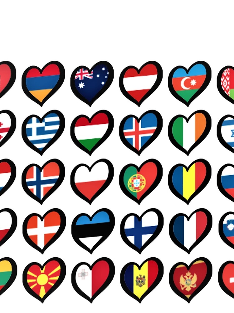 "EBU Logo Eurovision Hearts European Flags On Shirts Bags ...