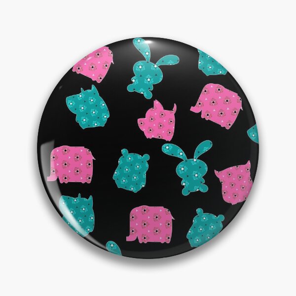 Item preview, Silhouettes of cute pink and green animals on black background. Seamless abstract design.  designed and sold by Miledi.