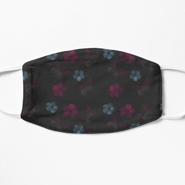 Butterflies and flowers on a dark background. Mask