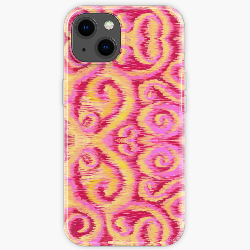 pink and golden ikat iPhone Case