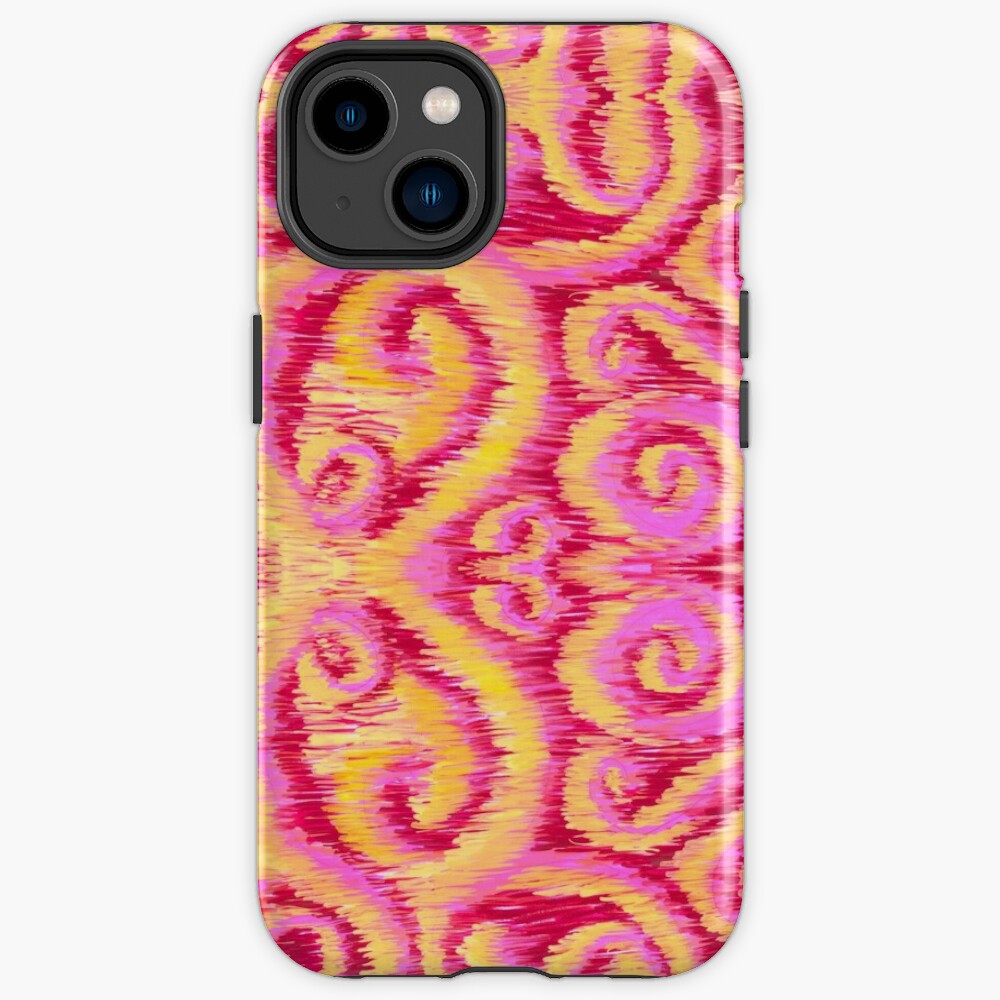 pink and golden ikat iPhone Case