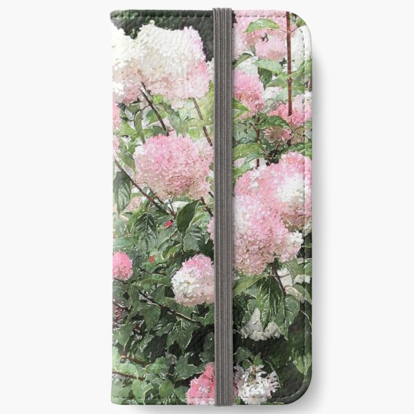 Strawberry and Cream Hydrangers Watercolour iPhone Wallet