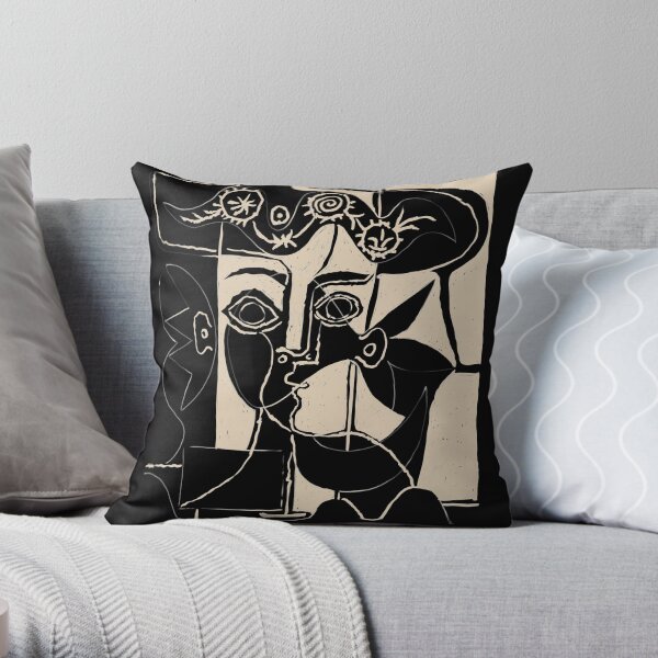 Tête de femme Picasso # 8 ligne noire Coussin