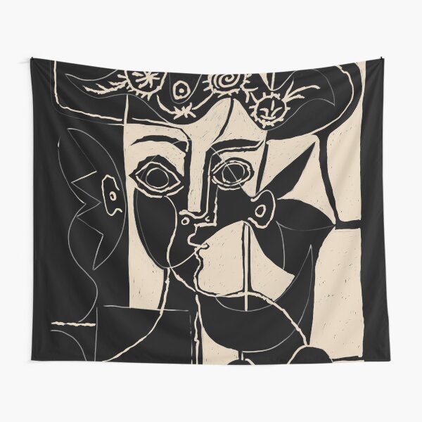 Picasso Woman's head #8 black line Tapestry