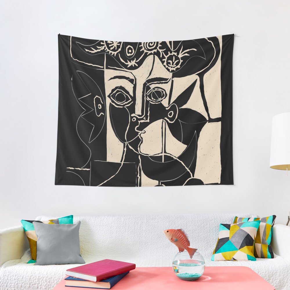 Picasso Woman's head #8 black line Tapestry