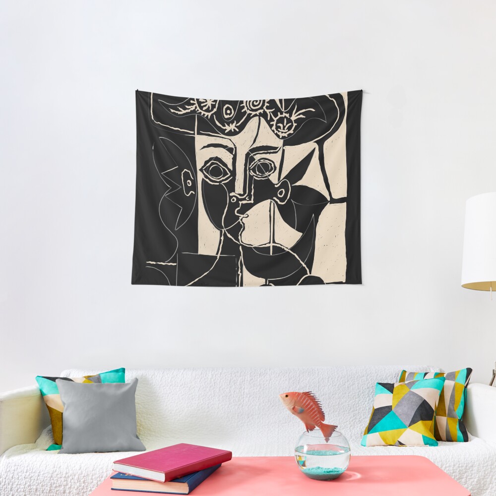 Picasso Woman's head #8 black line Tapestry