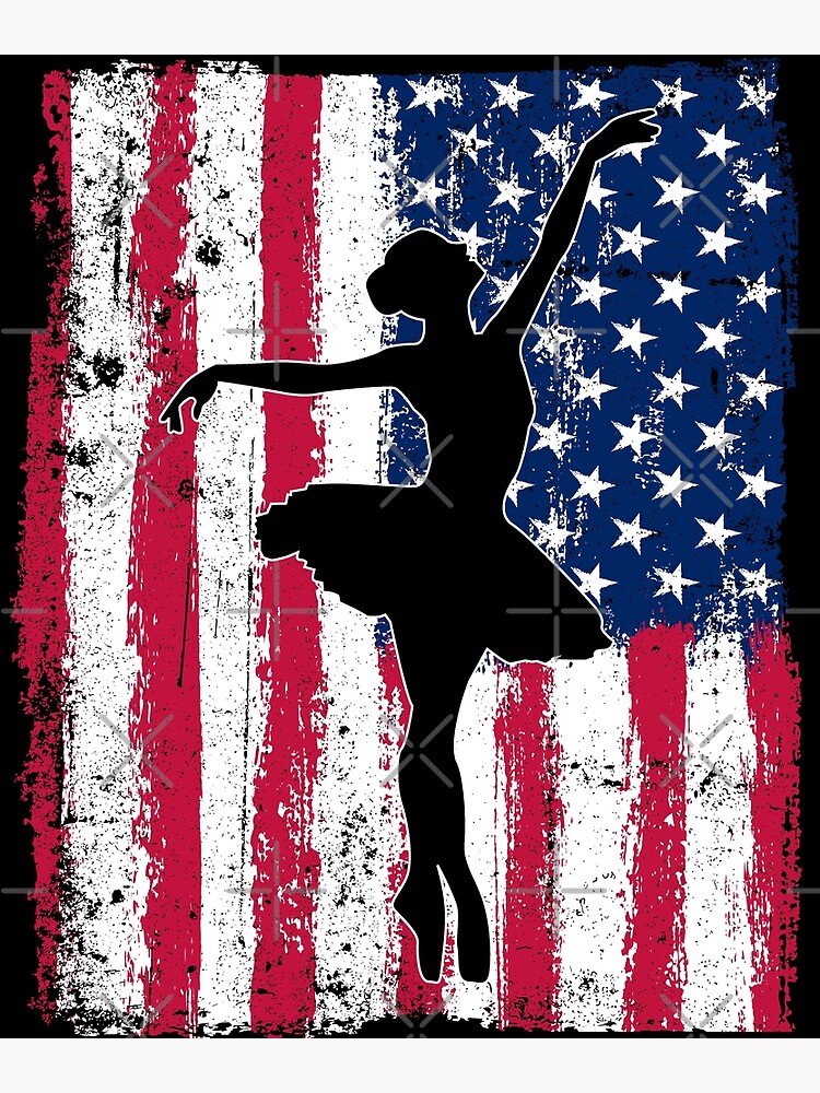 Disover Ballet Dancer Patriotic American Flag 4th of July Funny Gift Premium Matte Vertical Poster