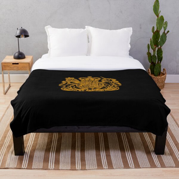 Elizabeth II Royal Coat of Arms Emblem Throw Blanket